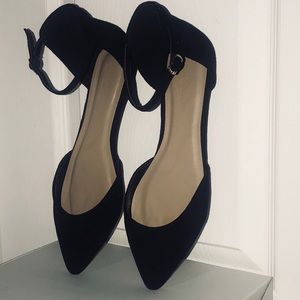 Windsor,black,suede,ankle strap, flats